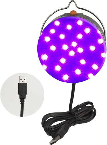 CICINY Luz LED negra, luces negras UV colgantes USB de 10 W con gancho, lámpara de luz negra para fiesta brillante, decoraciones de Halloween que