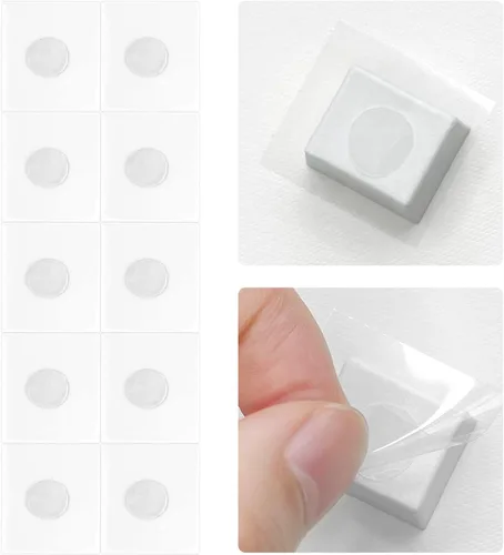 Miniatura 4 de Mini Juego de Caja de Lata de Viaje de Pintura de Acuarela de Artista Portátil Hecha a Mano con 6 Medias Bandejas Sólidas con Purpurina Nacarada