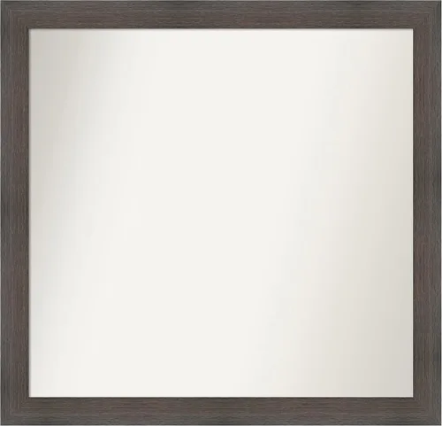 Miniatura 353 de Amanti Art Espejo de pared personalizado no biselado (24 x 27 pulgadas), marco estrecho de nogal chipre - varios tamaños personalizados - Espejo