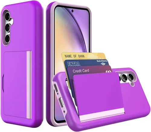 Miniatura 10 de Funda para Samsung Galaxy S25 con tarjetero, ranura para tarjeta de crédito Funda protectora tipo cartera - Negro