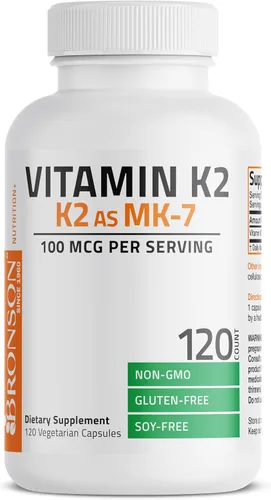 Miniatura 5 de Bronson Vitamina K2 como MK-7 Menaquinona 100 mcg sin OGM, 120 cápsulas