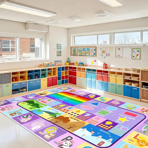 Miniatura 13 de Alfombra infantil para sala de juegos, dormitorio, 2.5 x 4 pies, alfombra educativa ABC para aula, guardería, alfombra antideslizante de aprendizaje