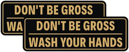 Miniatura 9 de Letrero estándar para puerta o pared, diseño de "Don't Be Gross ("Wash Your Hands"), color negro, mediano
