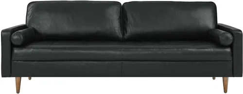 Miniatura 4 de Modway Valour - Sofá de cuero y espuma densa de 88 pulgadas con acabado negro