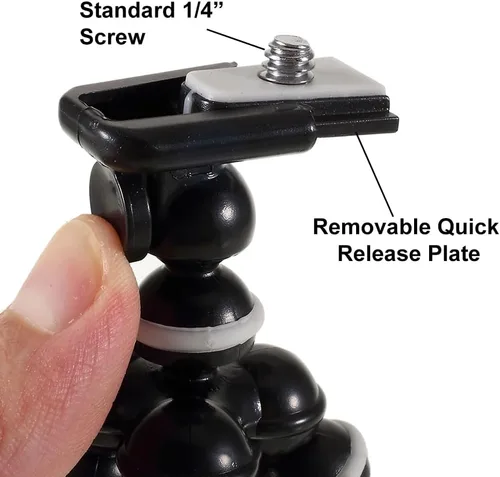 Miniatura 3 de Acuvar Cámara trípode flexible pulpo de 10 pulgadas con tornillo de 1/4", placa de liberación rápida para cámaras digitales, SLR, DSLR, fotografía