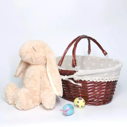 Miniatura 3 de Cestas de regalo de mimbre vacías Cesta de picnic tejida ovalada de sauce Cesta de dulces de Pascua Cesta de vino con asa Cesta de huevos Reunión