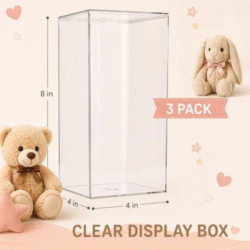 Miniatura 2 de Hammont Caja de exhibición de acrílico transparente – vitrina de 8 x 4 x 4 pulgadas para figuras de acción, figuras y coleccionables – Organizador