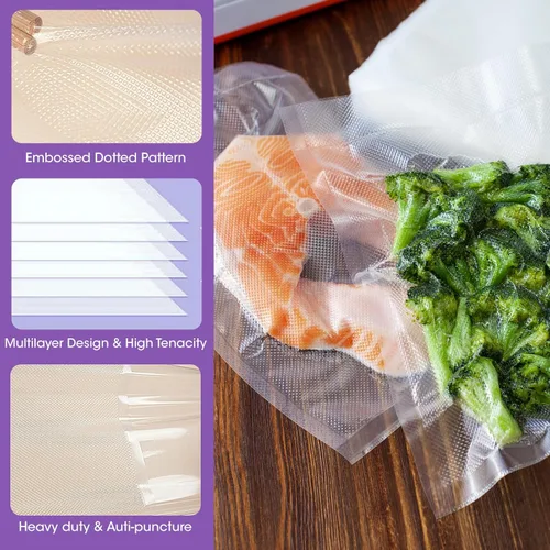 Miniatura 6 de Bolsas selladoras al vacío para alimentos, 100 cuartos de galón de 8 x 12 pulgadas precortadas, grado comercial, sin BPA, resistentes con superficie