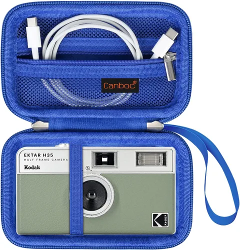 Canboc Estuche de Transporte de Viaje para Cámara de Película de Medio Fotograma KODAK EKTAR H35/H35N/M35/F9/M38, Bolsa para Cámara Compacta, Azul