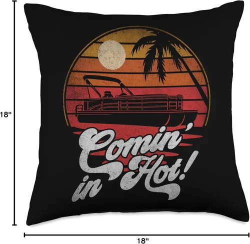 Miniatura 4 de Pontoon Boat Accessories & Lake Life Tees Comin in in Hot Funny Lake Life Pontón Boat Owner Pillow, 18 x 18 pulgadas, multicolor