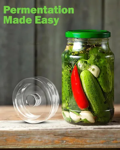 Miniatura 6 de Kit de fermentación para tarro Mason de boca ancha con 4 pesos de fermentación de vidrio, 4 tapas de fermentación, 4 esclusas de aire, 5 anillos