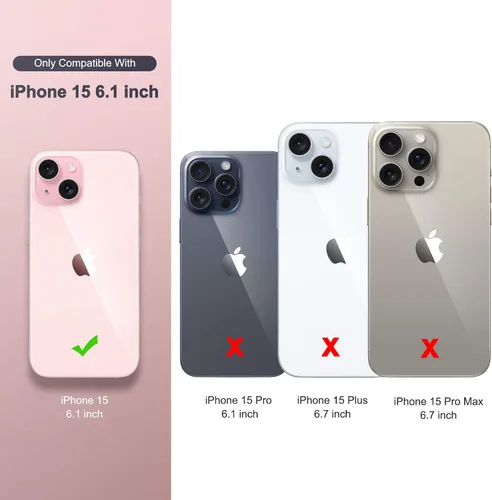 Miniatura 4 de ULAK Compatible con iPhone 15 Estuche tipo cartera para mujer, funda tipo billetera de piel PU premium con tarjetero, función de caballete, estuche