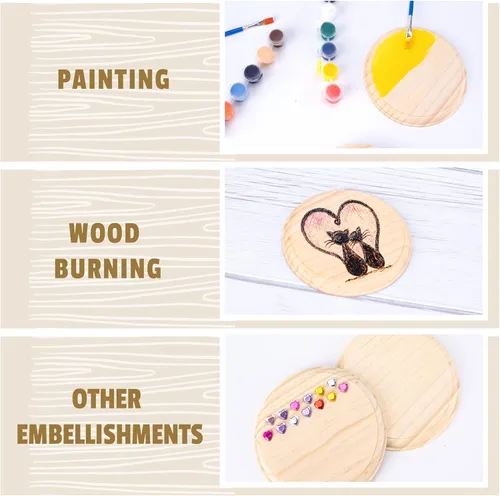 Miniatura 3 de Pllieay 2 placas redondas de madera de pino natural de 5 pulgadas, placa circular sin terminar para proyectos de manualidades y decoración del hogar