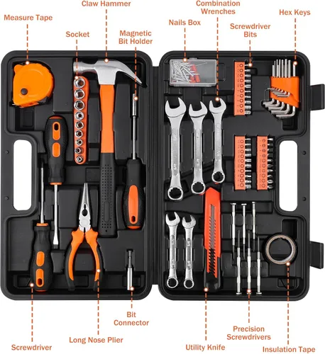 Miniatura 2 de Juego de herramientas de 148 piezas, kit de herramientas automotriz y doméstico, caja de herramientas básica para hombres, perfecto para entusiastas