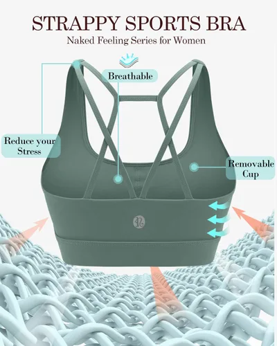Miniatura 34 de Brasieres deportivos para mujer, con relleno, tipo camiseta sin mangas, sexis, con espalda cruzada, de alto impacto, largos, ideales para practicar