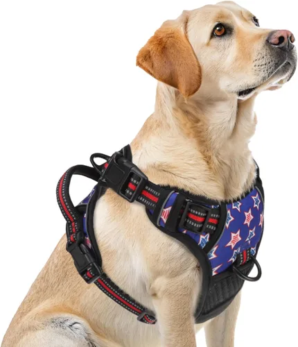 Miniatura 34 de PUPTECK Arnés para perro sin tirones para perros grandes, arnés para perro ajustable reflectante con mango de fácil control, arnés para mascotas