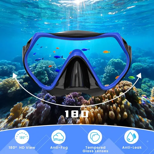 Miniatura 2 de Equipo de esnórquel para adultos, juego de máscara de esnórquel para adultos, buceo, gafas de natación con cubierta para la nariz, vidrio templado