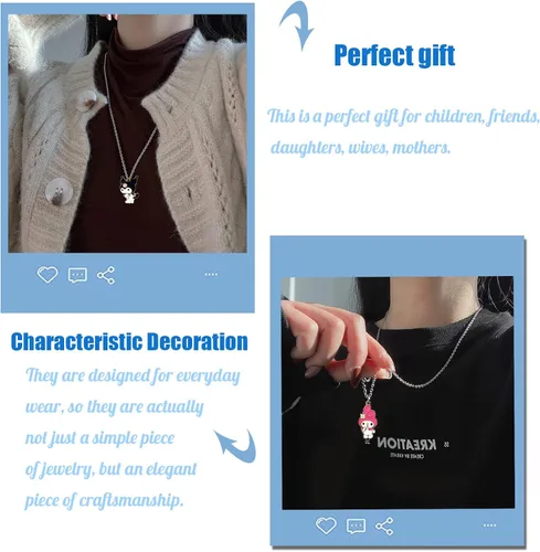 Miniatura 5 de ACCENE Juego de collares y pulseras Kawaii con diseño de anime, bonito collar para parejasamigos del pecho y pulseras magnéticas de dibujos animados