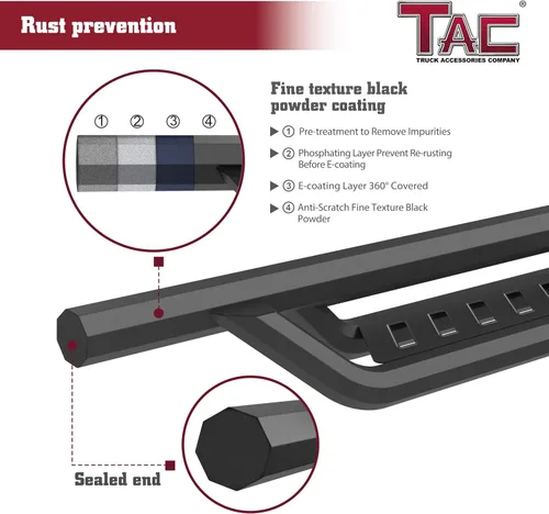 Miniatura 7 de TAC - Estribos Gen5HD con caída de 4 pulgadas, compatibles con Toyota Tacoma 2024-2026 de doble cabina (modelo híbrido incluido), escalones