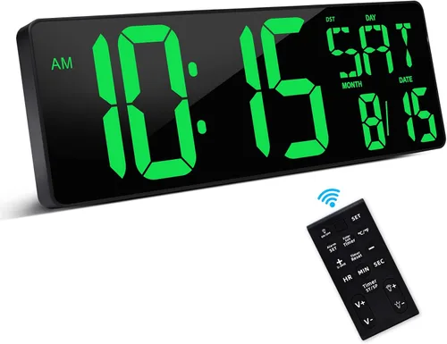 Miniatura 11 de XREXS Reloj de pared digital grande con control remoto, pantalla LED grande de 17.2 pulgadas, temporizador de cuenta progresiva y regresiva, alarma