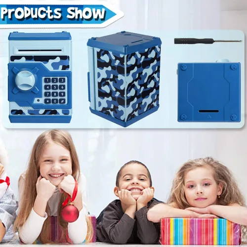 Miniatura 4 de alcancía electrónica para niños, gran juguete de regalo para niños, caja de ahorro de papel con desplazamiento automático, alcancía con contraseña
