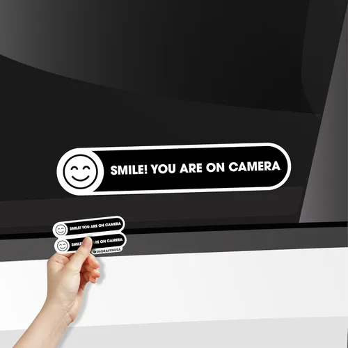 Cartel de Smile You are on Camera | Paquete de 2 calcomanías pequeñas para ventana de automóvil | Letreros de cámara para automóviles | Letrero de