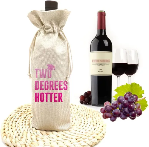 Miniatura 6 de Graduación dos grados más caliente, divertida bolsa de vino bonita, regalo de graduación universitaria para él, para él, para ella, felicitaciones