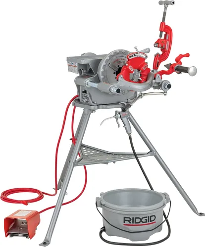 Miniatura 2 de RIDGID 15682 Modelo 300 Power Drive Complete, máquina roscadora de tubos de 38 RPM y llave de tubo recta de aluminio de 1/2 pulgada a 3/4 pulgadas