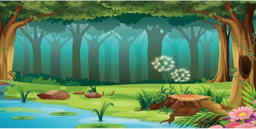 Miniatura 5 de Leyiyi Fondo de fotografía de bosque encantado de 5 x 3 pies, diseño de cuento de hadas, bosque, primavera, flores, río, caricatura, telón de fondo