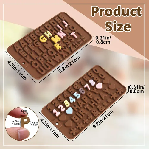 Miniatura 2 de 4 moldes de silicona para chocolate, moldes de silicona para letras y moldes de chocolate con números con símbolos de decoración de pasteles