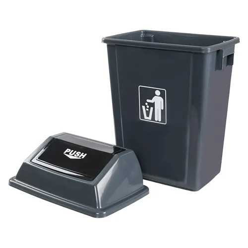 Miniatura 8 de Kekow Paquete de 4 cubos de basura de plástico con tapa, cubo de basura GraySwing Top, 13 galones Swing Top Lid Design, Durable Plastic