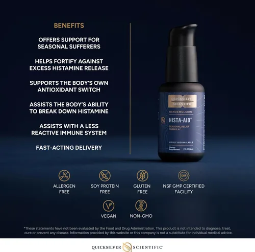 Miniatura 4 de Quicksilver Scientific Nanoemulsified Hista-Aid - Flavonoides para ayudar a mantener niveles saludables de histamina - Líquido liposomal de vitamina