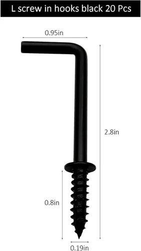 Miniatura 2 de Ganchos de tornillo de 2 pulgadas 1 forma L gancho 7 forma de tornillo en ganchos negros 20 piezas