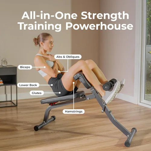 Miniatura 2 de Sunny Health & Fitness Multi-Function Roman Chair with Dip Station & Sit-Up Bench, Adjustable Heavy-Duty Strength Training Equipment for Glutes