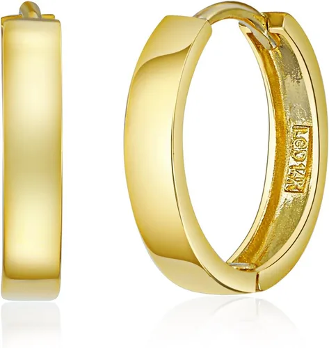 Miniatura 2 de Aretes de aro de oro amarillo o blanco de 14 quilates de grosor de 0.118 in (0.551 x 0.551 in)