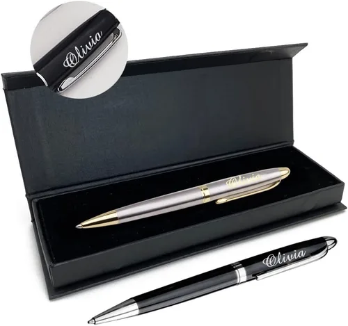 EDSG Bolígrafos personalizados para hombres y mujeres, regalo personalizado, bolígrafos grabados para él, marido, papá, abuelo, bolígrafo Negro