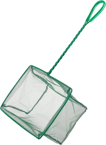 Miniatura 12 de Pawfly Red para peces de acuario con mango de metal trenzado, red cuadrada con malla fina suave de lodos de residuos de alimentos, red de limpieza