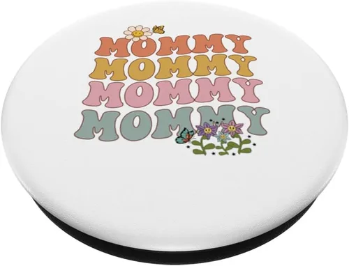 Miniatura 2 de Palabras onduladas retro con flores y mariposas PopSockets intercambiables PopGrip