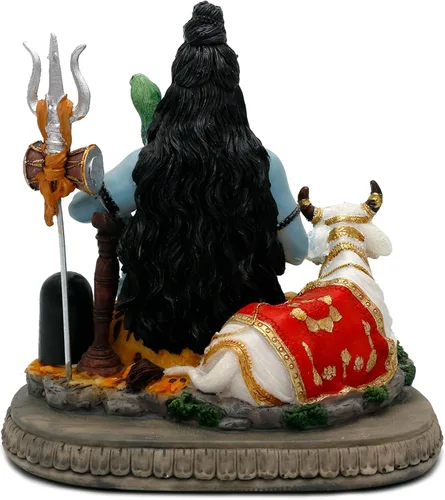 Miniatura 9 de alikiki Estatua de Dios indio Señor Shiva – Regalos para indio hindú de 6.7 pulgadas de alto, ídolo Shiva con vaca, regalos de regreso indio