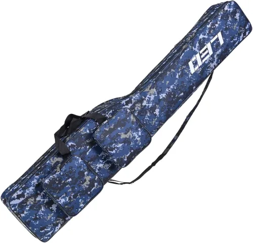 Miniatura 9 de LEOFISHING Bolsa de almacenamiento de aparejos de pesca de 51.2 in/4.27 pies, organizador portátil de carrete de caña de pescar, cajas de Camuflaje