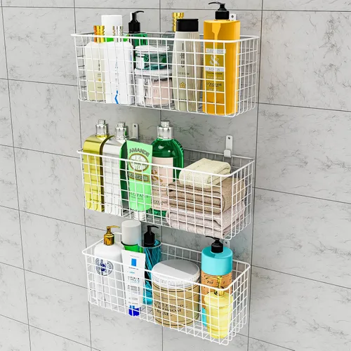 Miniatura 4 de Joben Oligey Juego de 3 cestas colgantes de alambre de pared [extragrandes], almacenamiento de alimentos de granja, cocina, despensa, lavandería
