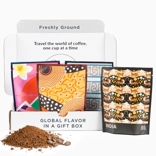 Atlas Coffee Club World of Coffee Discovery Set - Muestra de regalo de café gourmet, paquete de 4 cajas variadas de los mejores cafés de origen