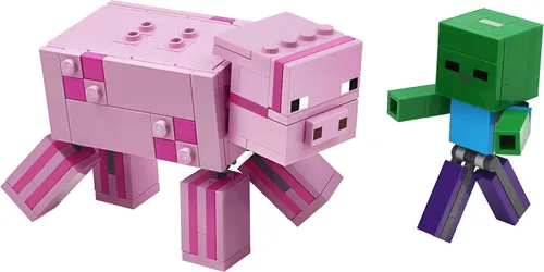 Miniatura 2 de LEGO Minecraft Pig BigFig and Baby Zombie Character 21157 - Figura de animal de juguete para niños para niños (159 piezas)