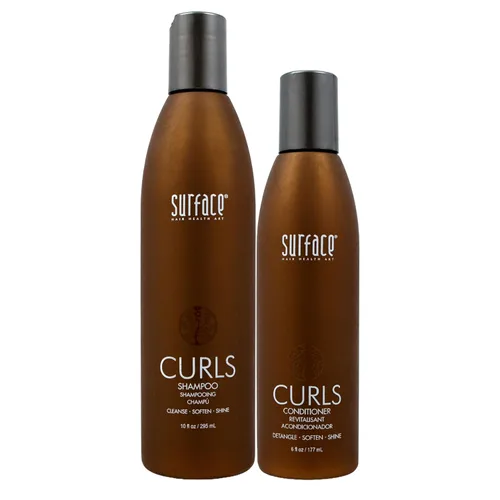 Surface Hair Paquete de champú y acondicionador de rizos, sin encrespamiento, cabello rizado, ya sea suave o definido, juego de 2 piezas