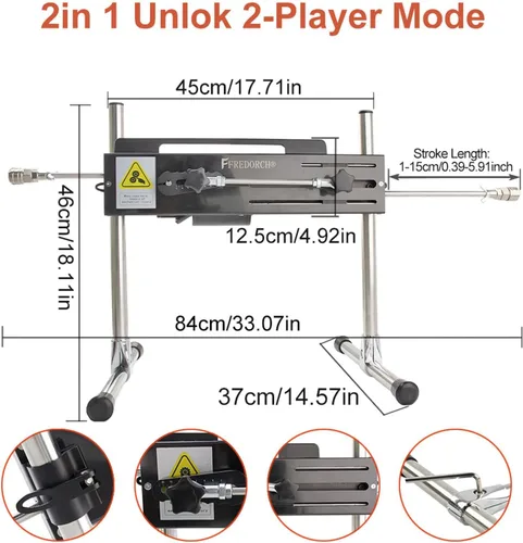 Miniatura 5 de FREDORCH Máquina sexual premium, versión inalámbrica/aplicación, doble carrera de varilla de 1.2 in a 5.9 in, longitud telescópica ajustable