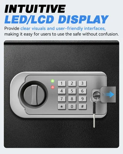 Miniatura 5 de Caja de seguridad grande para el hogar – Armario resistente de 3.0 pies cúbicos con luz de movimiento y alarma doble, teclado digital y llave
