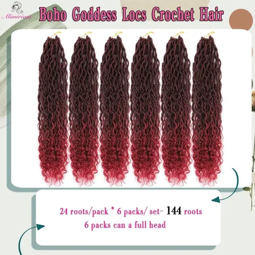 Miniatura 5 de River Locs Cabello de Crochet para Mujeres Negras - Boho Goddess Locs Grochet Hair, Boho Hippie Loc (18" 6 Paquetes T1B/púrpura#)