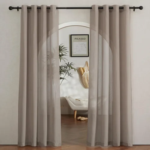 Miniatura 230 de NICETOWN Cortinas de lino traslúcidas con textura de lino de 84 pulgadas de largo, con ojales semitraslúcidos, tratamientos de ventana, privacidad