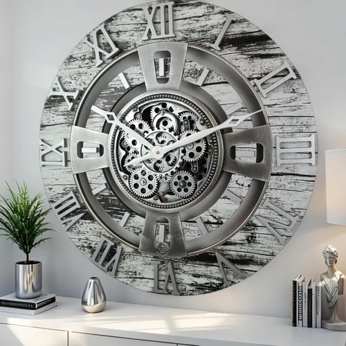 Miniatura 21 de ImprovingLife The Gears Reloj de pared con engranajes móviles reales línea Inglaterra (Verde Aguamarina, 24 pulgadas (60 cm))