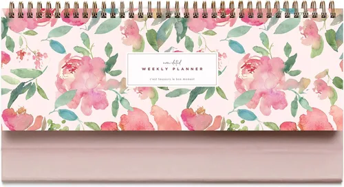 Bright Day - Agenda semanal de escritorio en espiral sin fecha, calendario semanal de 60 semanas, soporte de escritorio inspirador para lista de